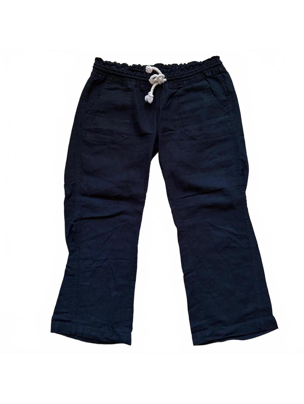 Roxy Oceanside Linen Blend Beach Pants Crop Capri Rope Drawstring Women's XS
